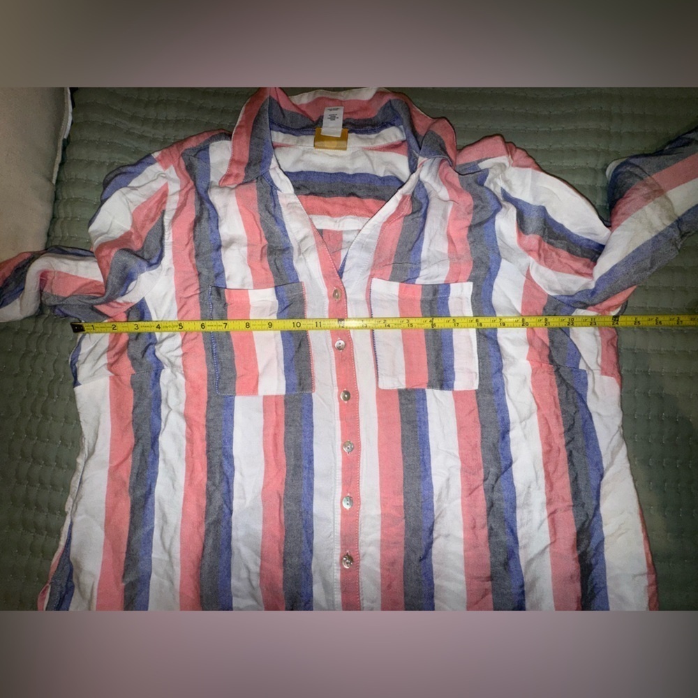Ruby Rd Striped Button-Up Shirt. Flowy size Petite XL. VGUC - Picture 6 of 9